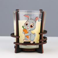 Свеча ароматическая в стакане на подставке "Зайка"