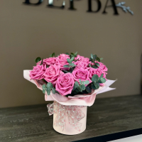 Шляпная коробка с розочками Аква 